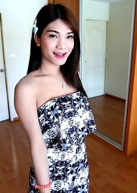 20yo Thai newhalf Spor sucked off white cock and gets fucked in her tight ass