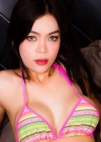 Sexy Lin is a beautiful Asian tgirl with a smoking hot body, big juicy boobs, a great ass and a rock hard cock!