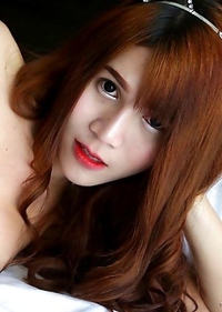 18 year old sexy Thai with long red hair and busty ladyboy Phone strips