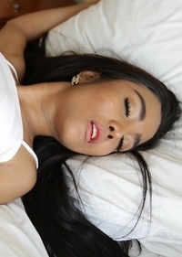 Hot Thai ladyboy Leeya gets herself a big white cock