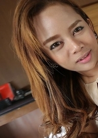 Sweet 23yo sexy Thai ladyboy Mond enjoys getting naughty with big white cock