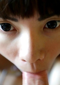 23 year old Thai shemale Bee does POV blowjob and licks up the cum