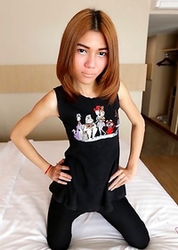 19 year old Thai ladyboy May gets fucked and sucks a tourist cock and gets a facial